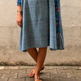 Micro Checks Embroidered Panel Dress