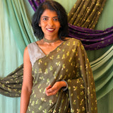 Fiza Petal Chiffon Saree - Olive