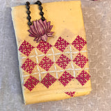 Tuhina Yellow Kutch Embroidery Organza Saree