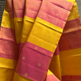Vera Colour Blocked Kolam Kanchi Silk Saree - Yellow