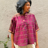 Kaleidoscope Fraction Kanchi Cotton Shirt - Plum