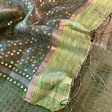 Metallic zari striped organza saree