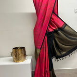Mila Foliage Printed Kanchipuram Silk Saree - Pink