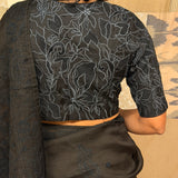 Heather Tendril Organza Cutwork Blouse - Black