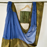 Mishrita Creeper Border Organza Saree - Blue and Olive