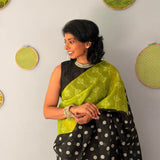 Tuhina Dots Print Play Organza Saree - Citron