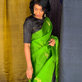 Madhura Paperflowers Kanchi Organza Saree - Green and Black