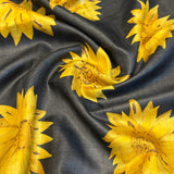 Veena Sunflower Tussar Saree - Black and Yellow