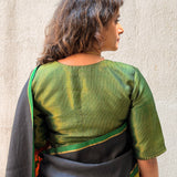 Green Zari Striped Silk Blouse