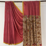 Kalpataru Printed Checks Kanchipuram Silk Saree - Red