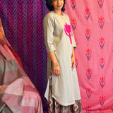 Elements Ore Applique Striped Kurta - Slate