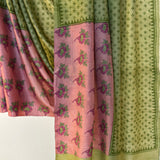 Veena Tea Rose Tussar Saree - Pink and Green