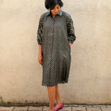Black Bandhani Silk Shirt Dress