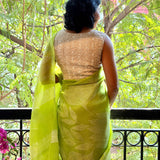 Nisha Foliage Organza Saree - Citron