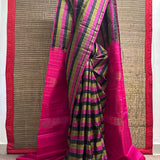 Charita Gold Grid Kanchipuram Silk Saree - Black