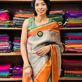 Vera Kolam Contrast Border Kanchipuram Silk Saree