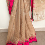 Ponduru Khadi Handwoven Saree - Beige