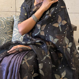 Sequinned floral matka organza saree