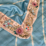Hand embroidered shibori tussar saree