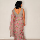Fiza Sprig Chiffon Saree - Pink