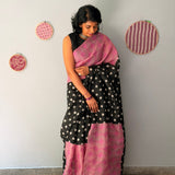 Tuhina Dots Print Play Organza Saree - Pink