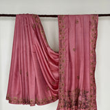 Water Lily Embroidered Tussar Silk Saree - Pink