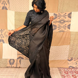 Cypress Embroidered Organza Saree - Black