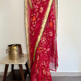 Ponduru Khadi Handwoven Saree - Red