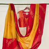 Mishrita Creeper Border Organza Saree - Yellow and Red
