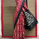 Handwoven Ikat Silk Saree - Vermilion