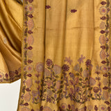 Water Lily Embroidered Tussar Silk Saree - Mustard