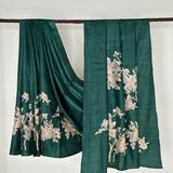 Veena Floral Art Tussar Saree - Green and Beige