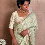 Organza chikankari saree
