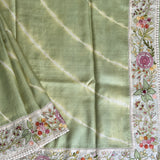 Hand embroidered shibori tussar saree