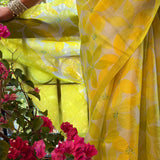 Nisha Parijath Organza Saree - Citron