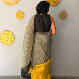 Tuhina Stripes Print Play Organza Saree - Yellow