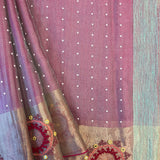 Sequinned kutch embroidered organza saree