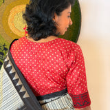 Tussar Bandhani Blouse - Red