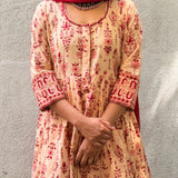 Peach Floral Cotton Kalidar Set