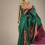 Colour block kanchipuram silk saree