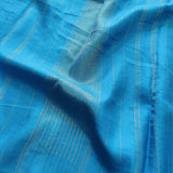 Mila - Turquoise daisies block print saree