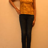 Mustard tussar sleeveless short top