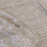 Beige tussar saree with Kantha work