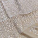 Beige tussar saree with Kantha work