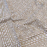 Beige tussar saree with Kantha work