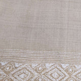 Beige tussar saree with Kantha work