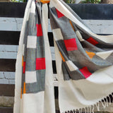 White and grey Handwoven ikat cotton dupatta