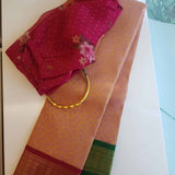 Sumangala - Dusty pink Kanchipuram silk saree with floral design