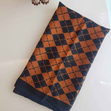 Black and brown Crepe silk fabric with geometric print