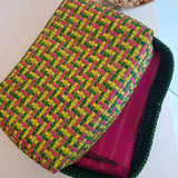 Pink, yellow and green gift basket with micro checks